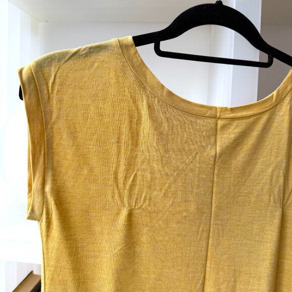 Aritzia Wilfred Yellow Anvers T shirt Split Back Cotton Tee Capsleeve Top XXS XS - Picture 7 of 13